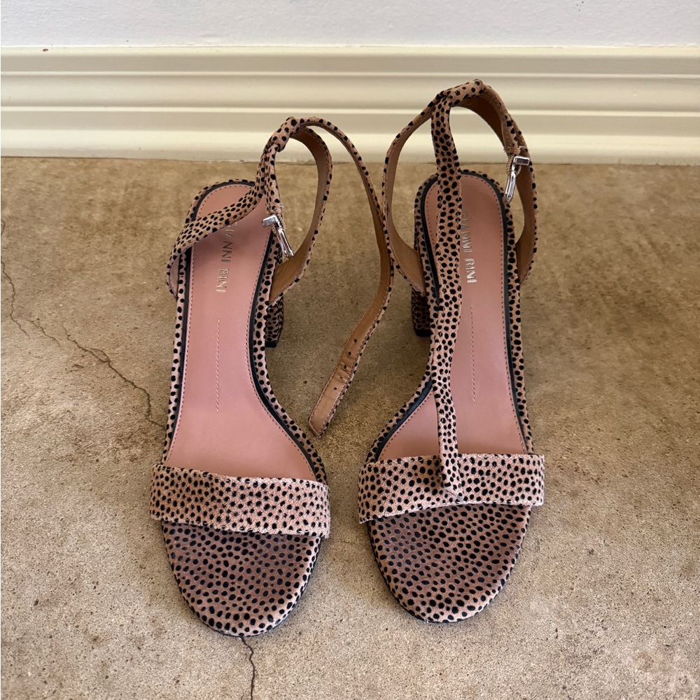 Gianni Bini Brown and Black Polka Dot Heels